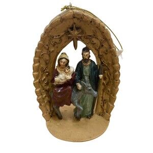 Demdaco Mary Joseph and Baby Jesus Manger Nativity Resin Christmas Ornament